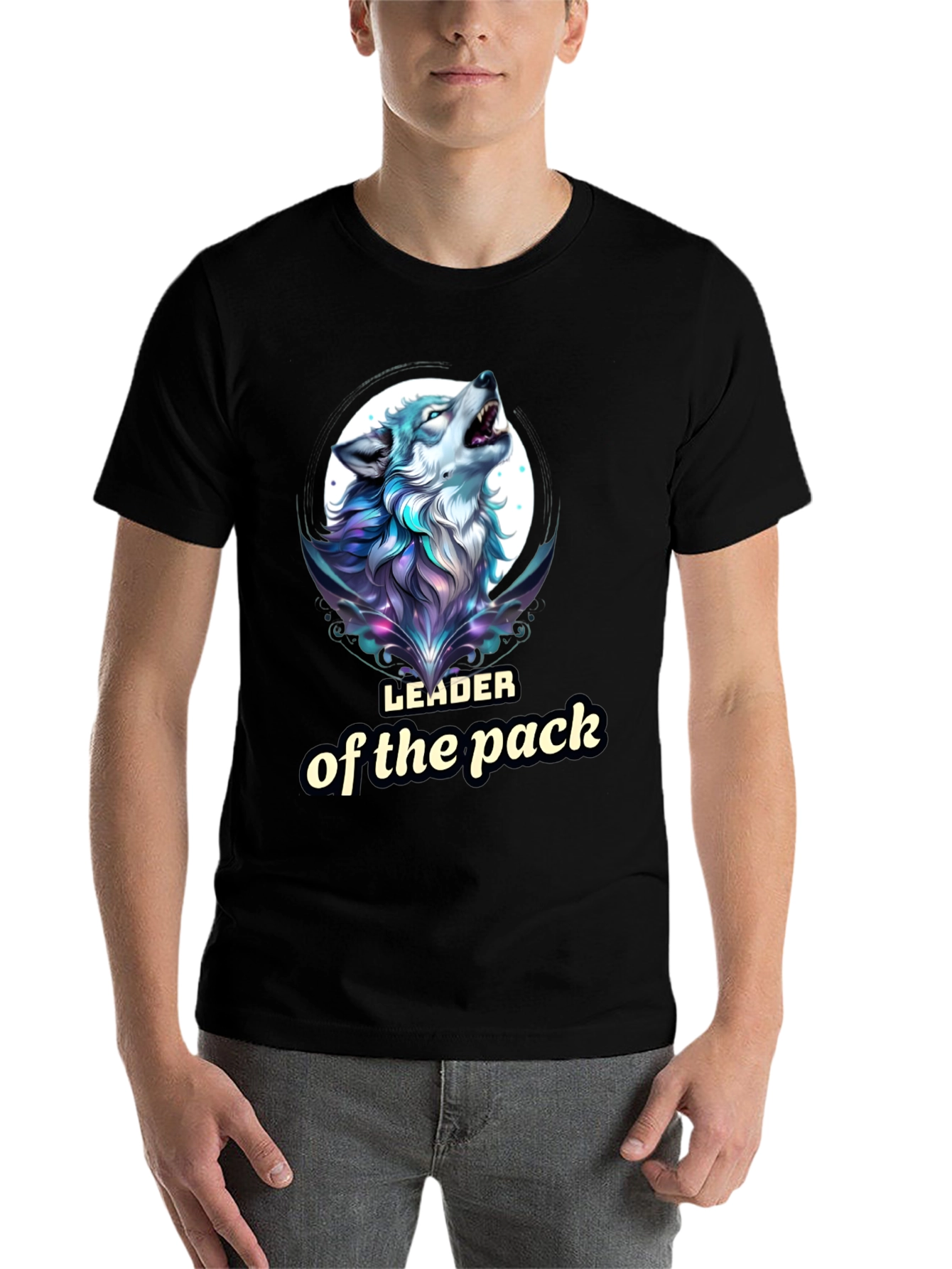 Black Leader of the Pack Wolf Graphic T-Shirt view 7