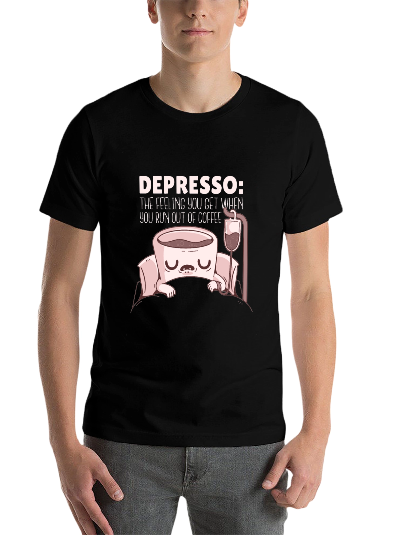Black Depresso Coffee T-Shirt - Run Out of Coffee Funny Tee view 7