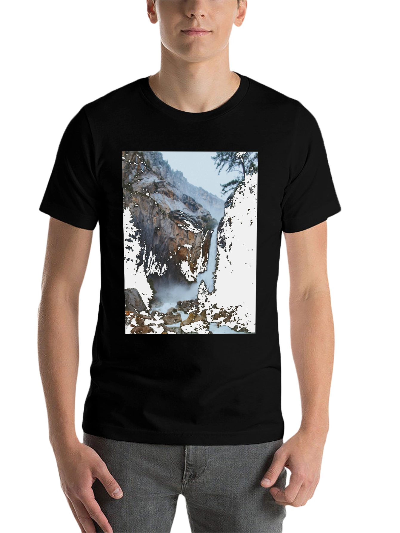 Black Waterfall Graphic Tee - Nature Lover's Apparel view 7