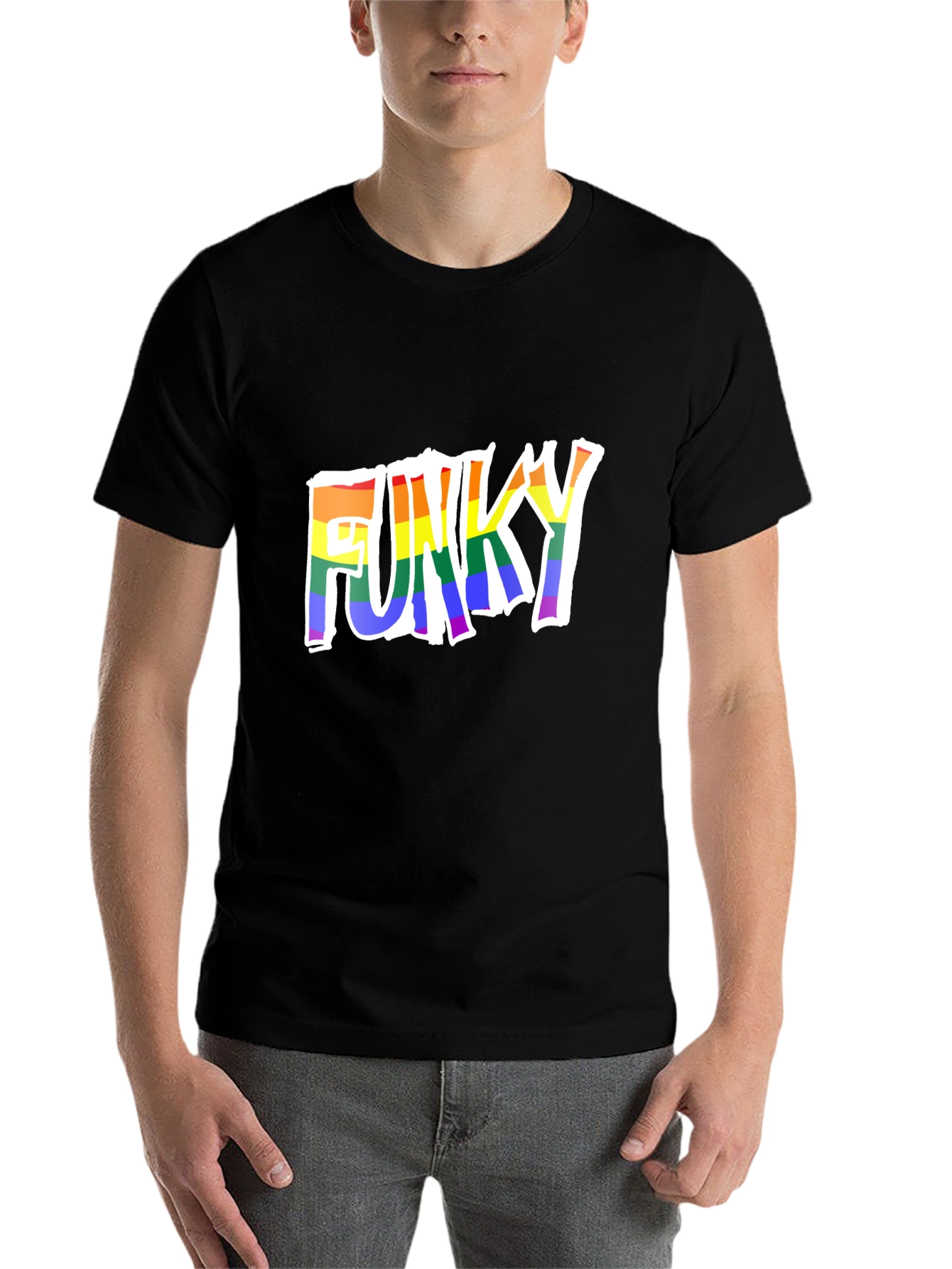 Black Funky Rainbow Pride T-Shirt view 7