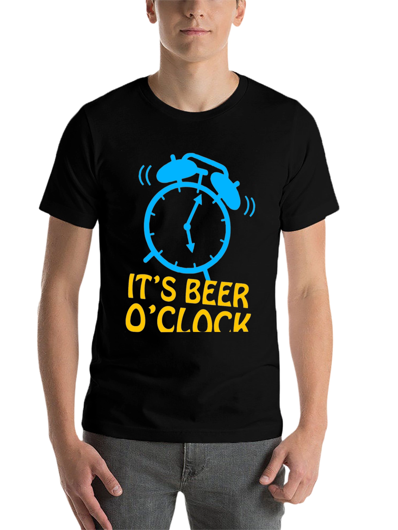 Black It's Beer O'Clock Men's Black T-Shirt view 7
