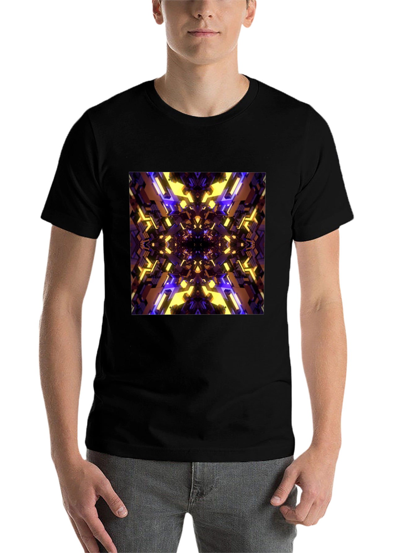 Black Abstract Graphic Print Black T-Shirt view 7