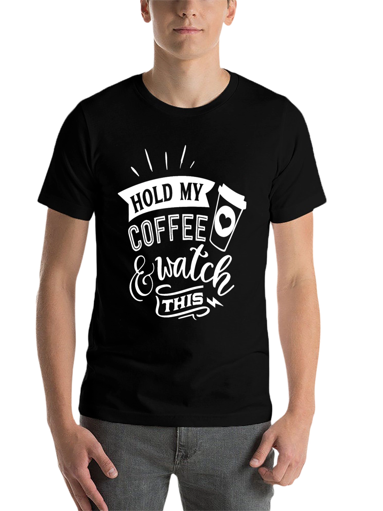 Black Hold My Coffee Men's Graphic Tee view 7