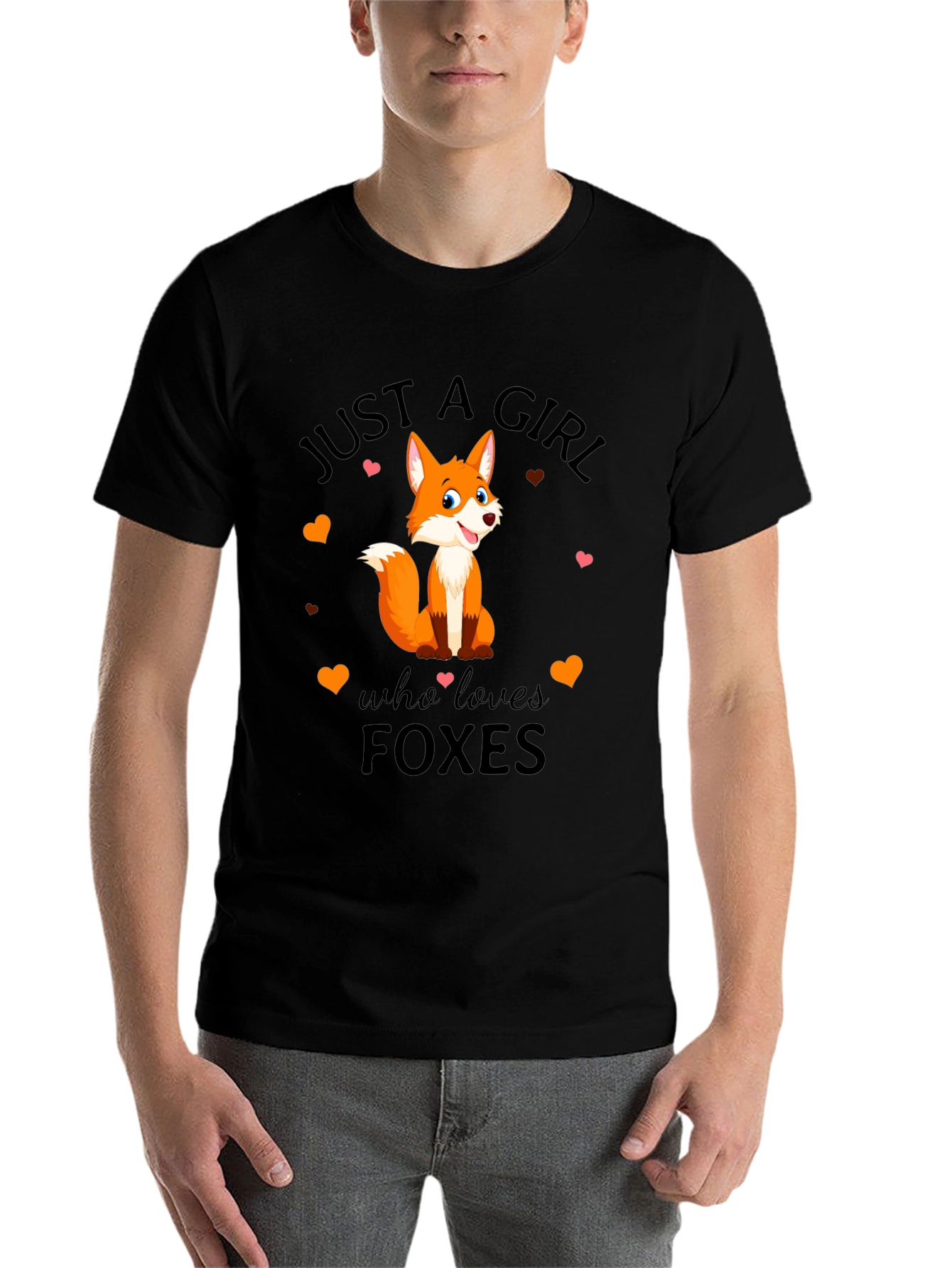 Black Just A Girl Who Loves Foxes T-Shirt view 7