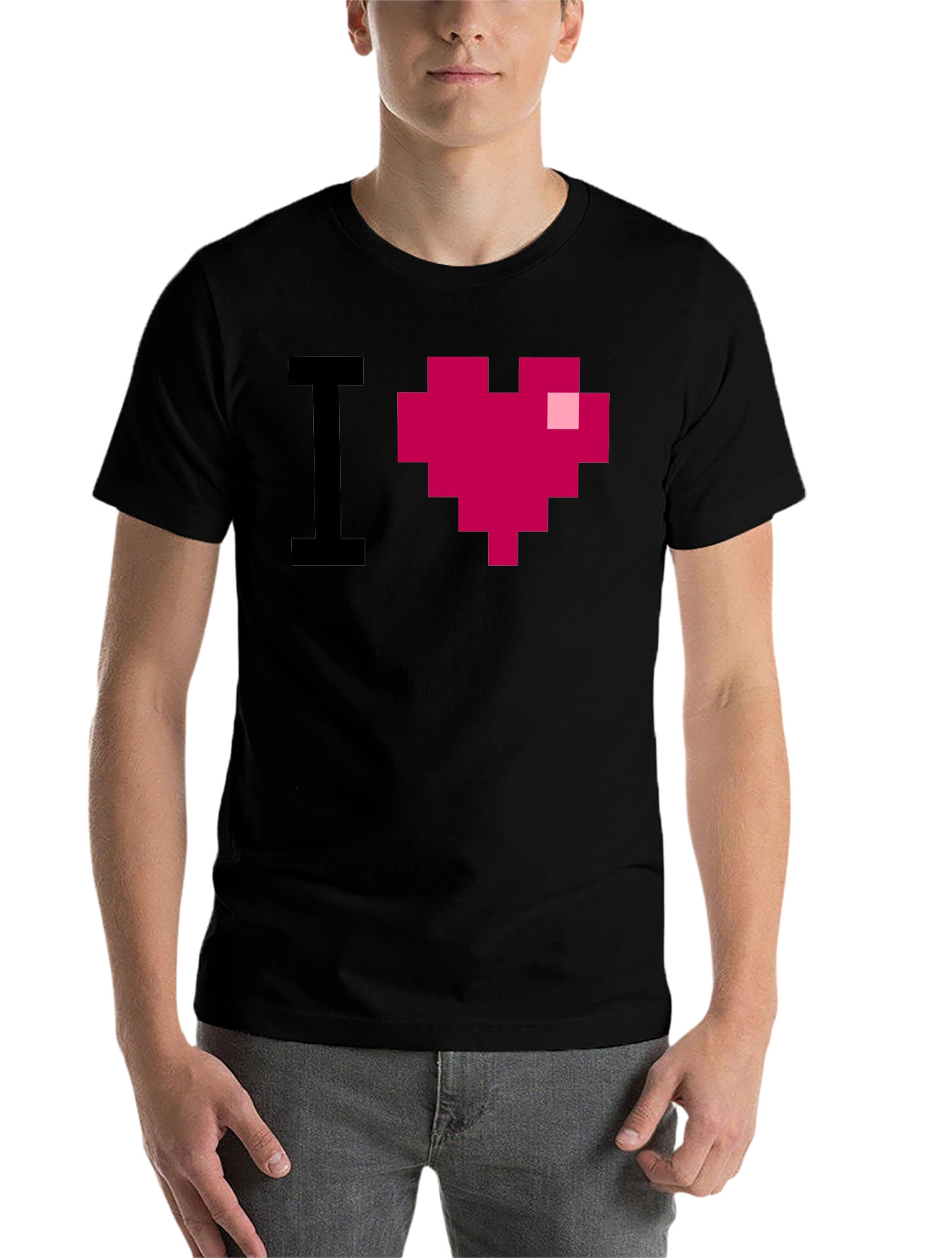 Black I Heart Pixel Art Graphic Tee view 7