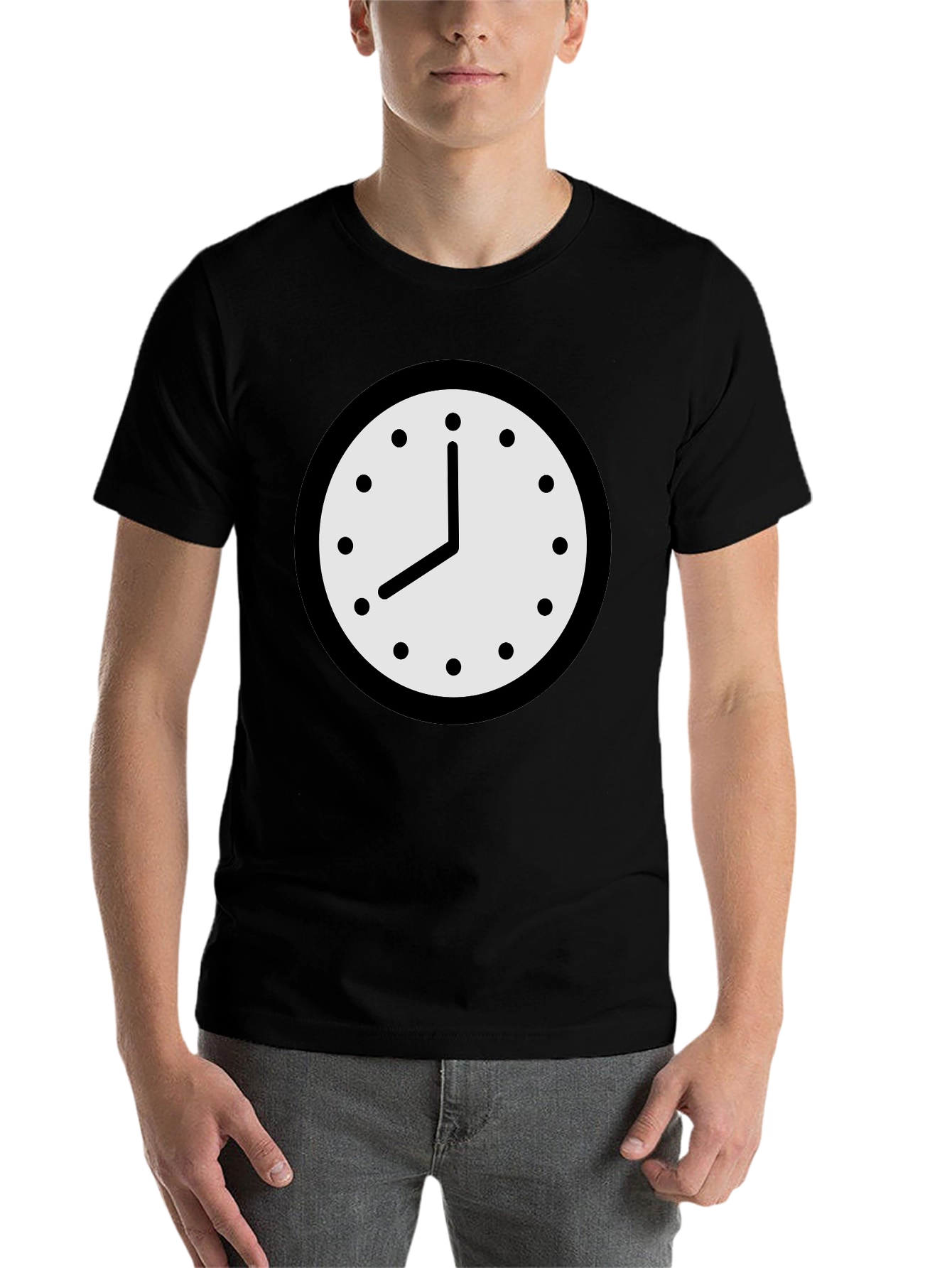 Black Clock Graphic T-Shirt - Classic Timepiece Design view 7