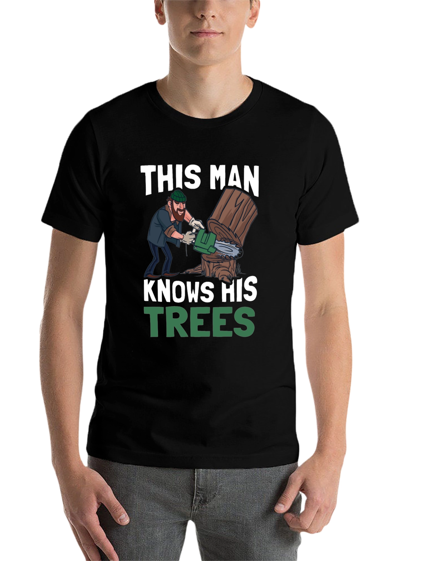 Black This Man Knows His Trees Graphic T-Shirt view 7