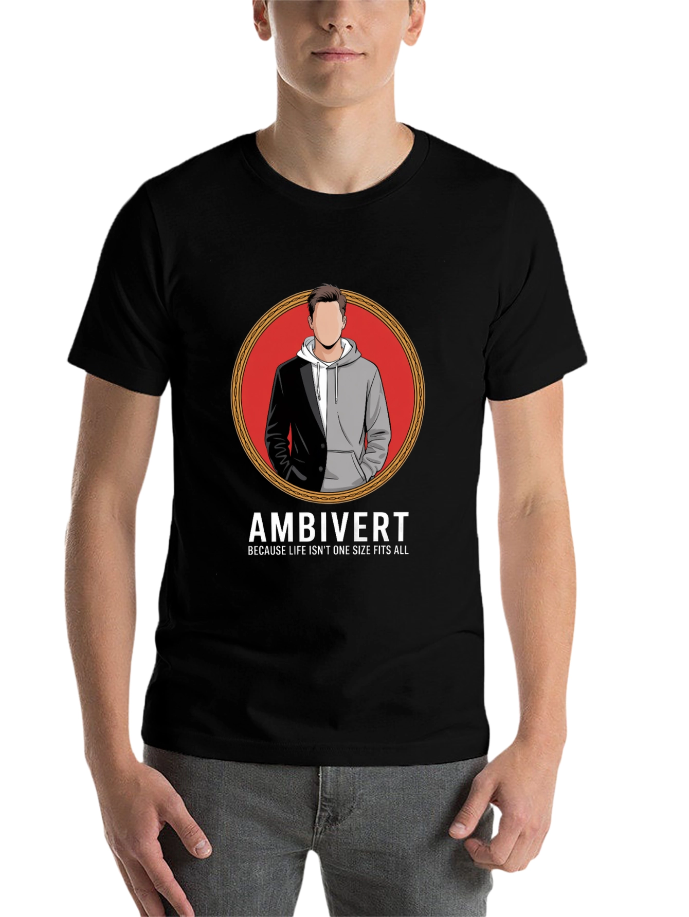 Black Ambivert T-Shirt - Because Life Isn't One Size Fits All view 7