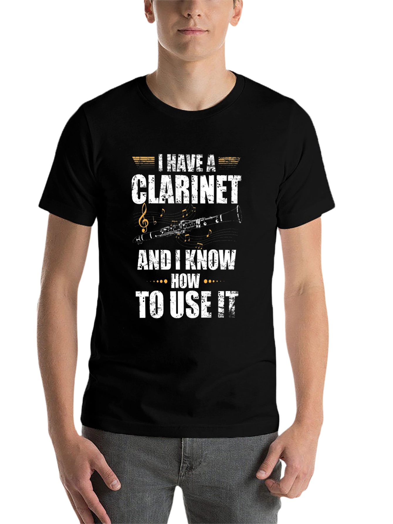 Black I Have A Clarinet T-Shirt - Musician Apparel view 7
