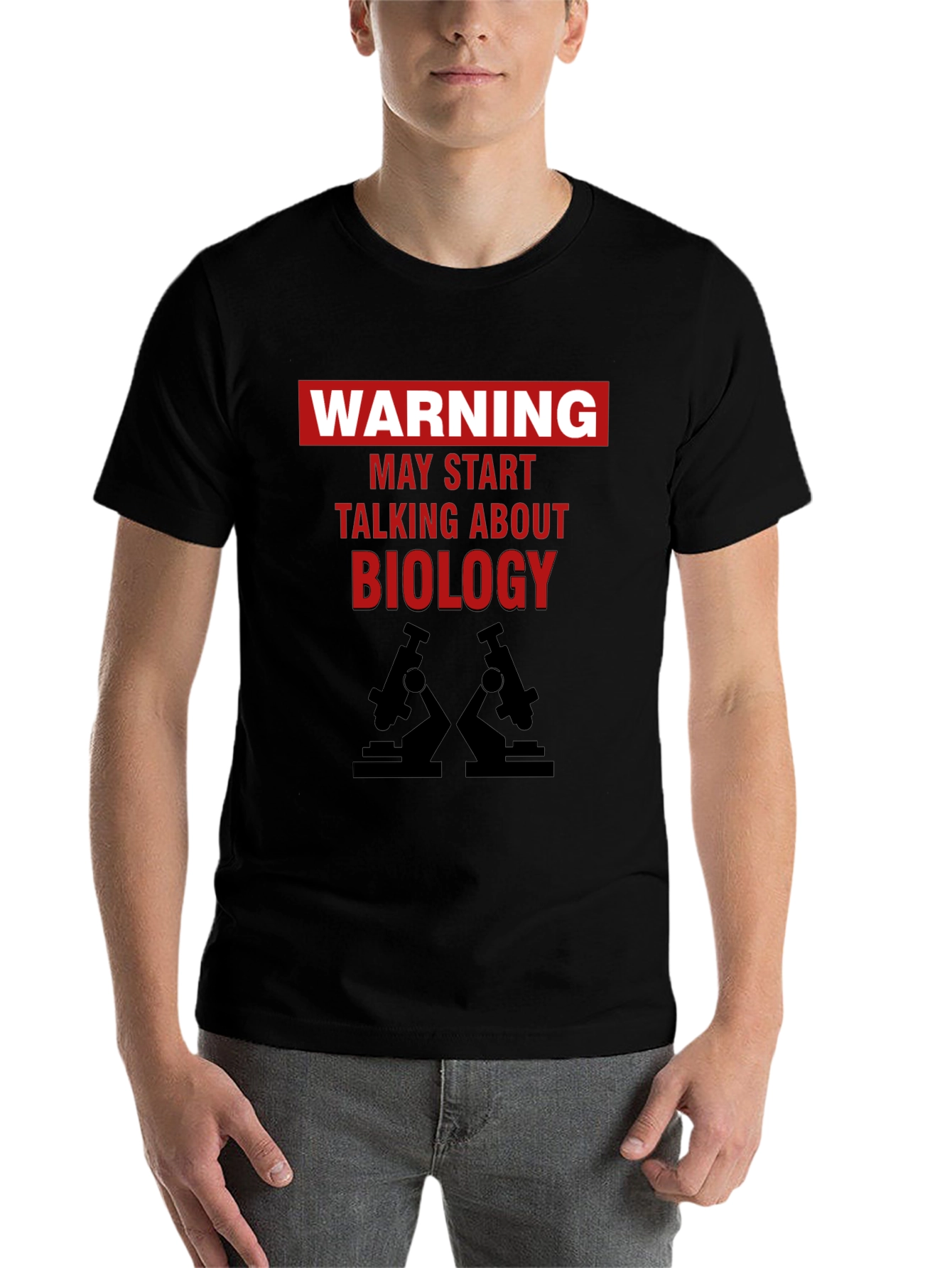 Black Warning Biology T-Shirt - Funny Science Tee view 7