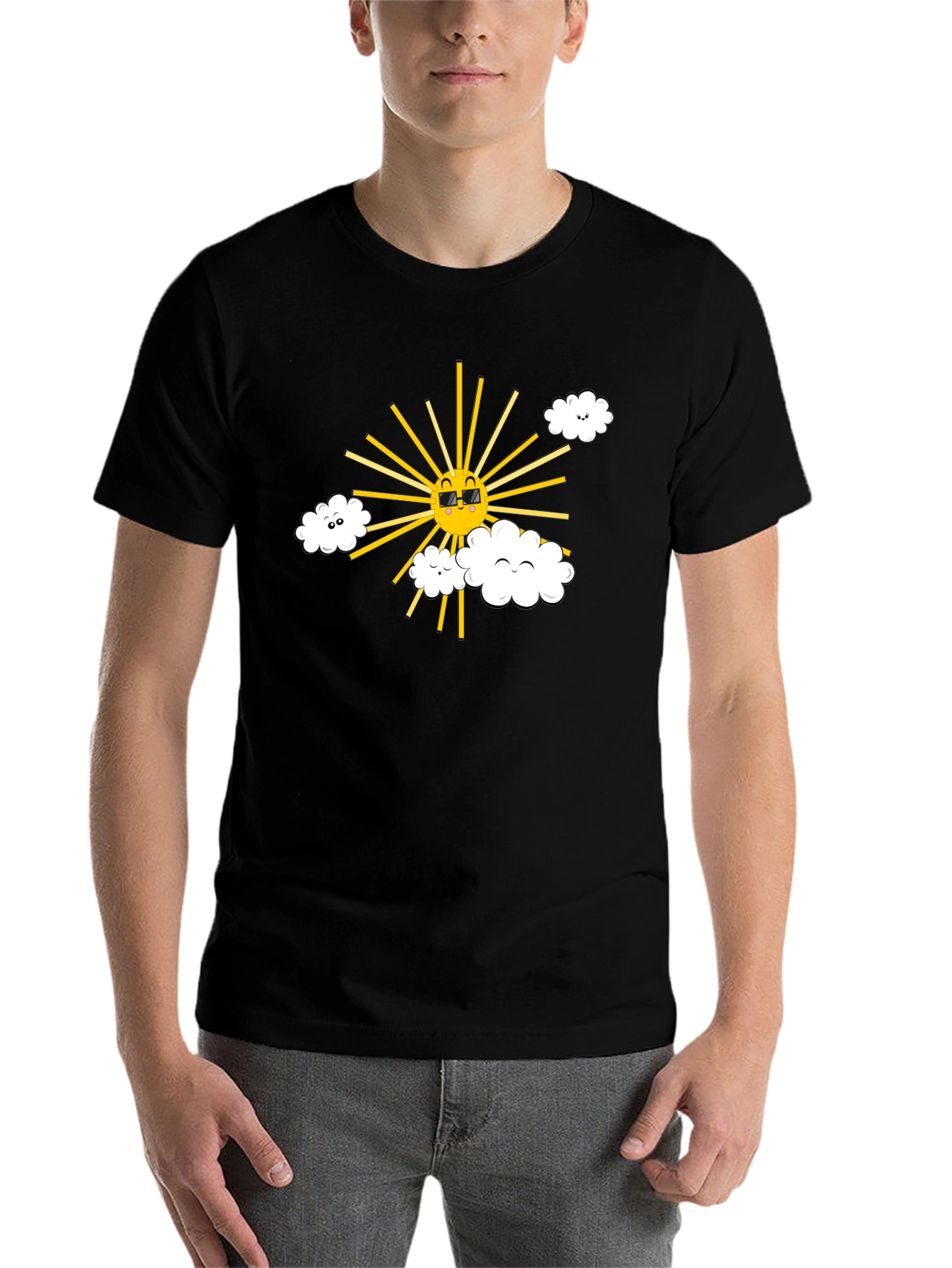 Black Cool Sun & Cloud Graphic Tee - Black view 7