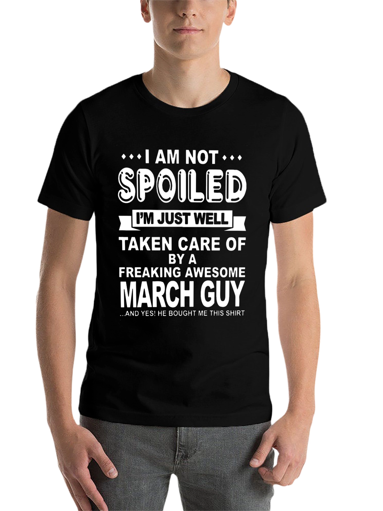 Black Funny March Guy T-Shirt - Spoiled view 7
