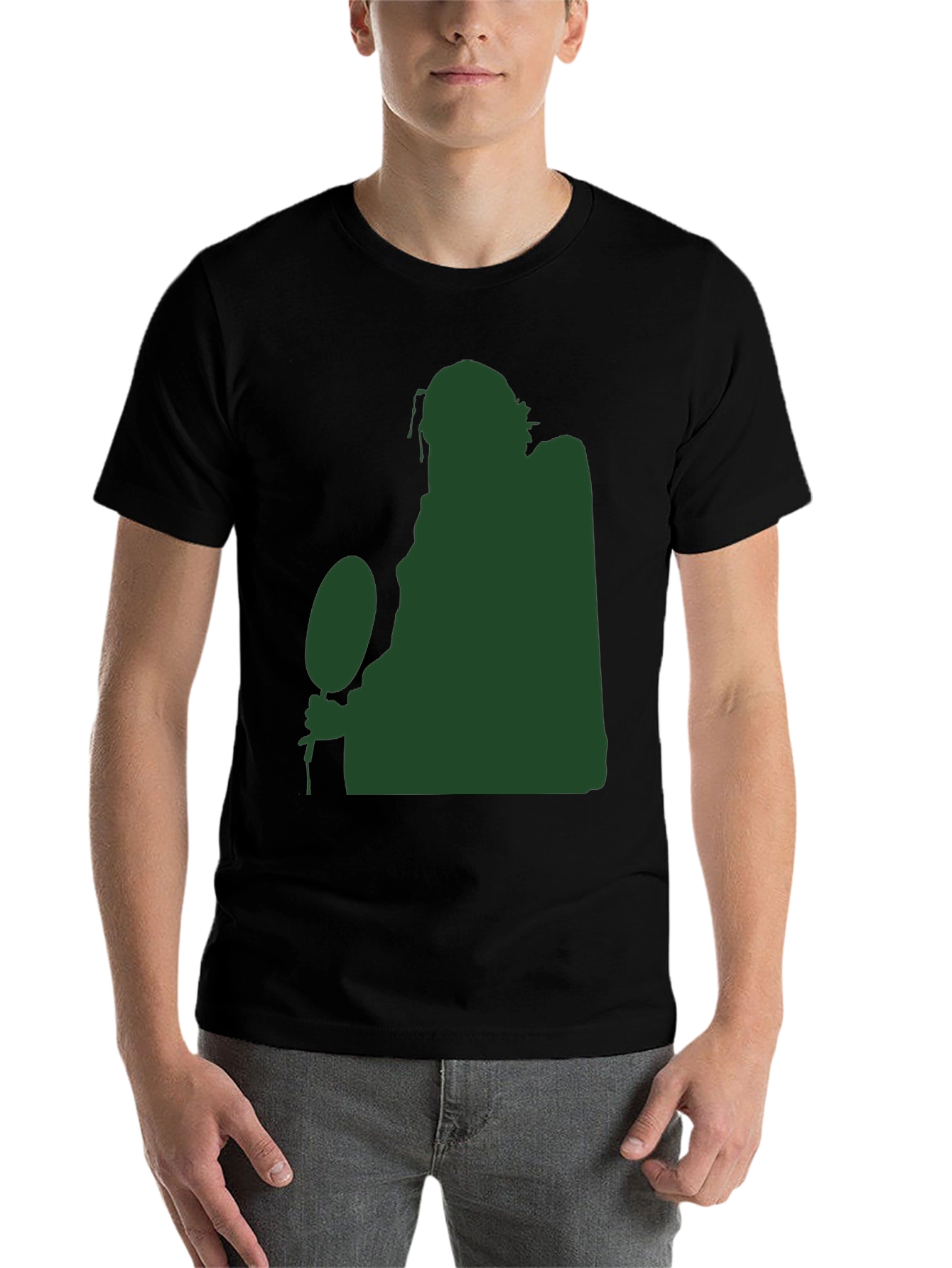 Black Silhouette Figure Holding Ball Black T-Shirt view 7
