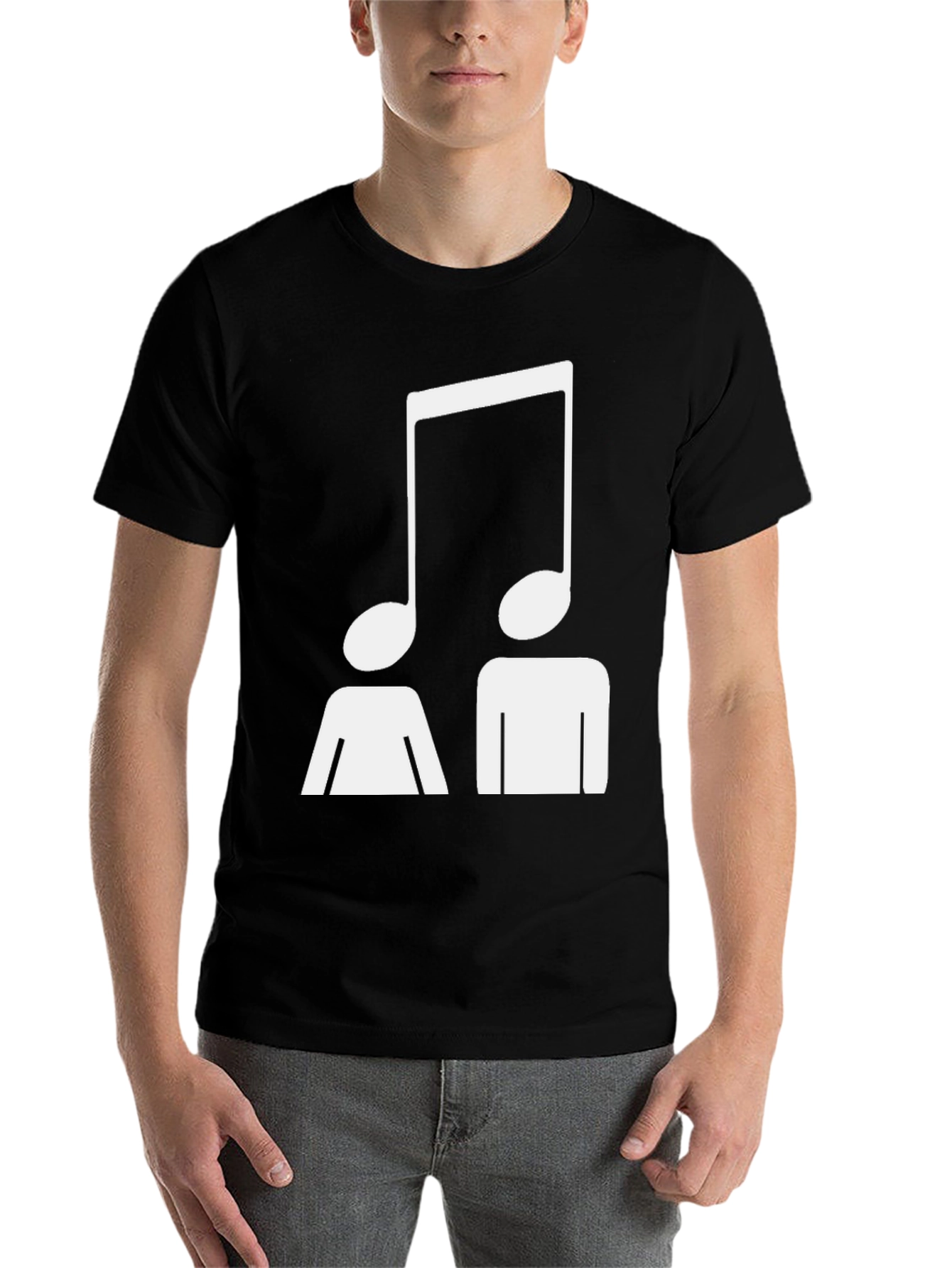 Black Musical Note Head T-Shirt - Unisex Graphic Tee view 7