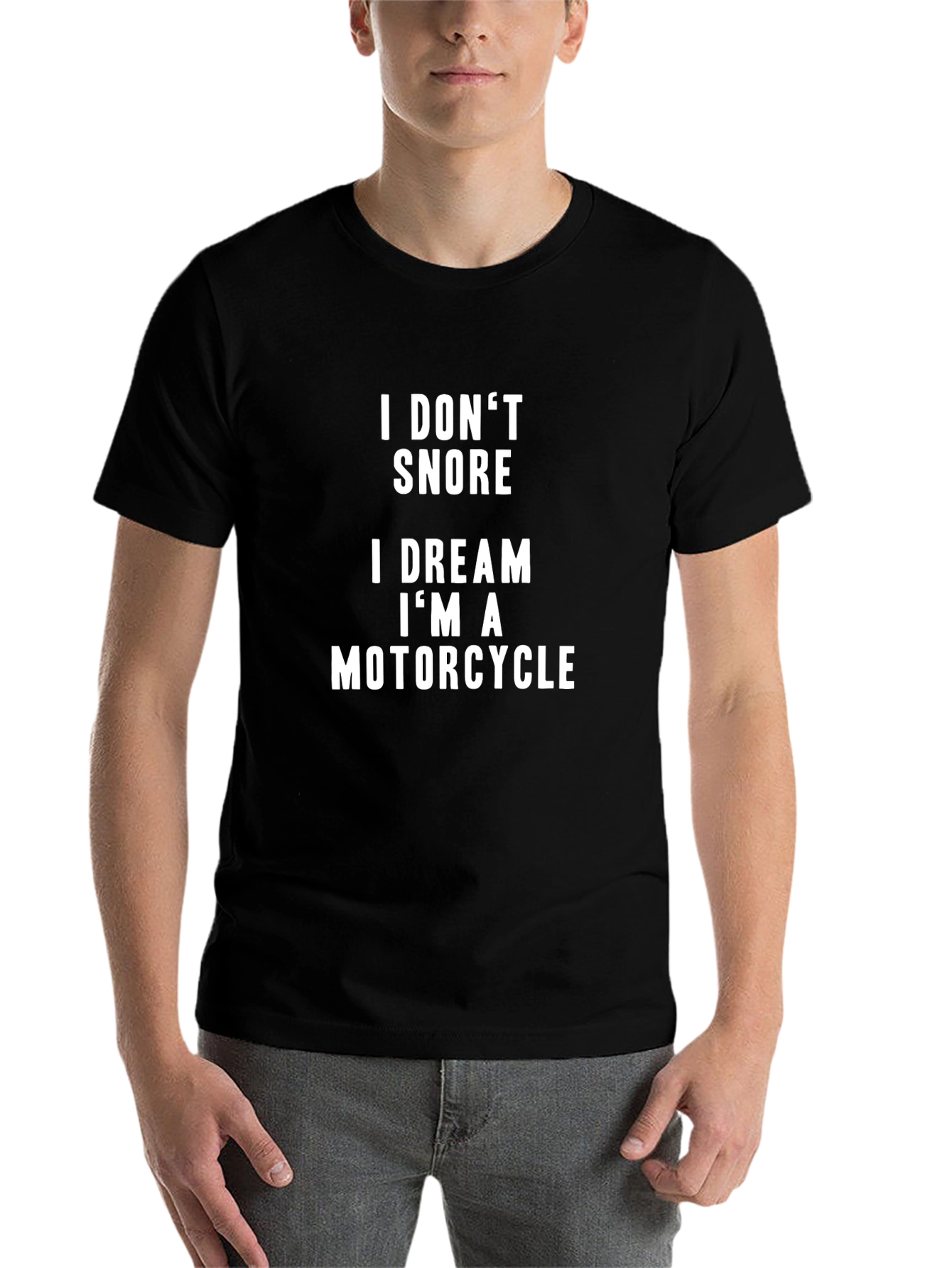 Black I Don't Snore, I Dream I'm A Motorcycle Men's Black T-Shirt view 7