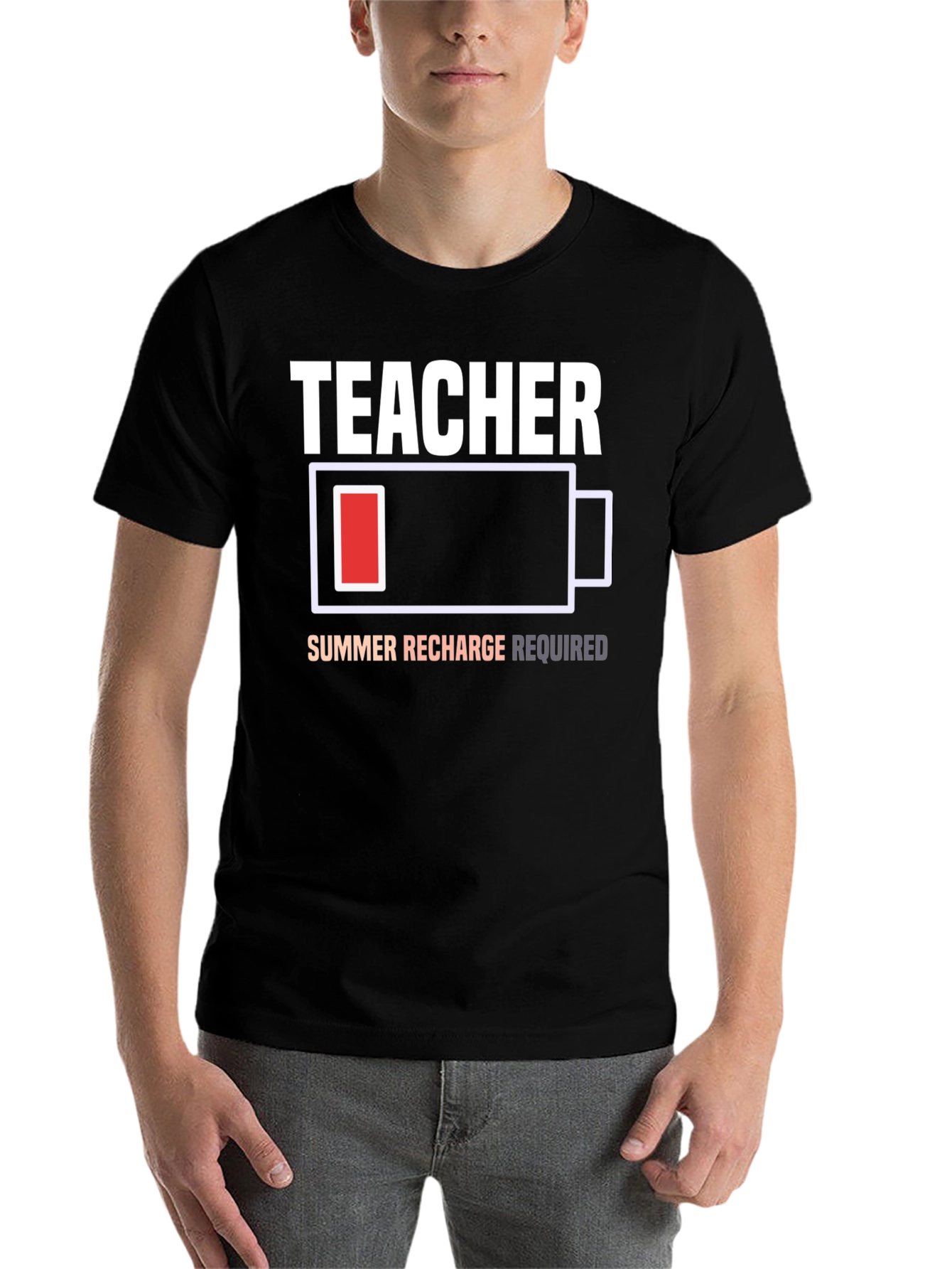 Black Teacher Summer Recharge Required T-Shirt view 7