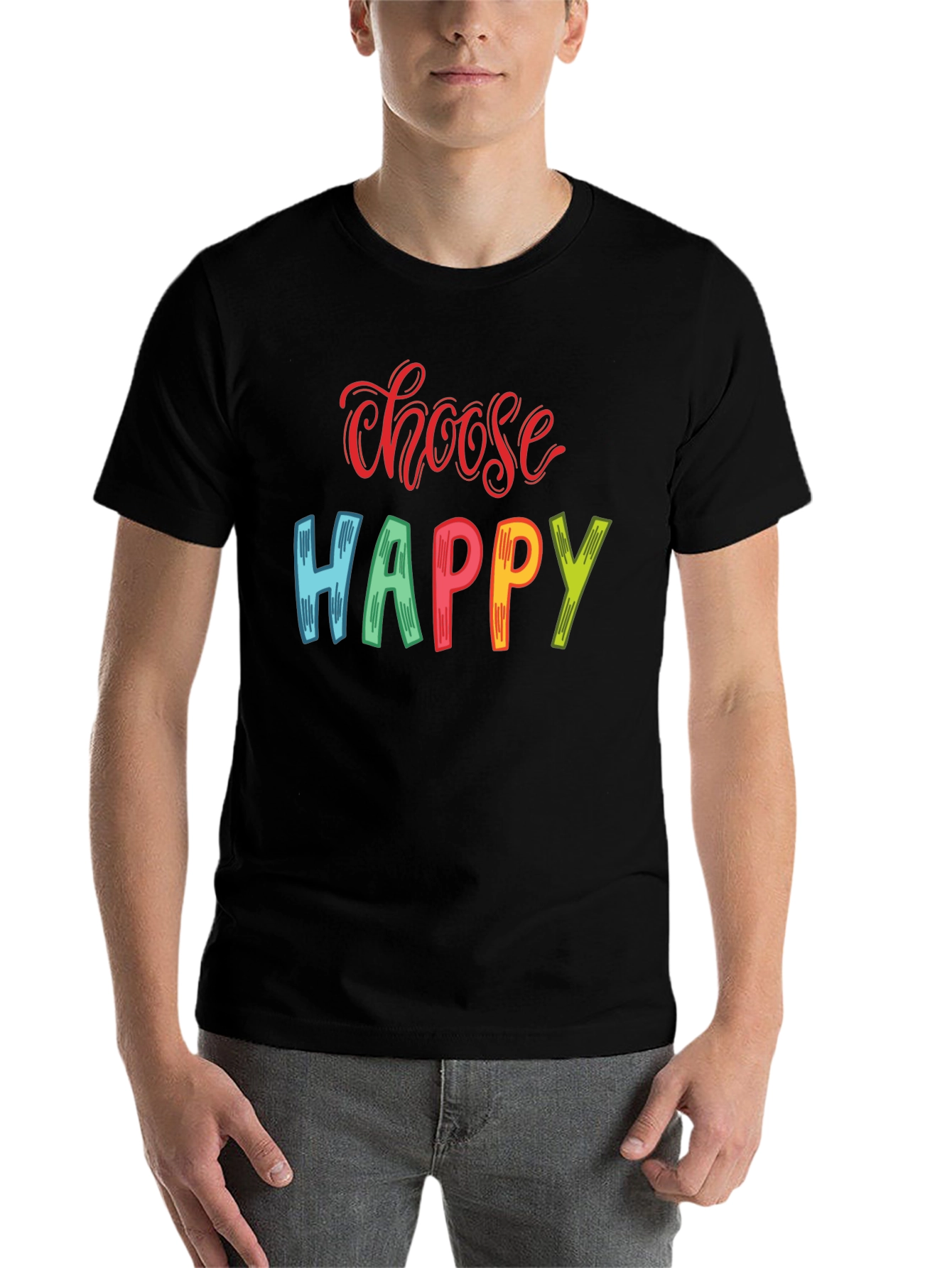 Black Choose Happy Graphic T-Shirt - Positive Vibes view 7