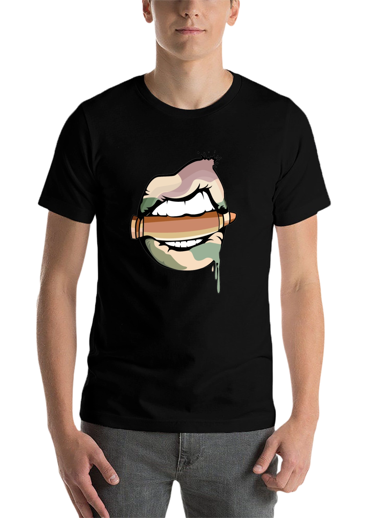 Lips and Bullet Graphic T-Shirt - 7