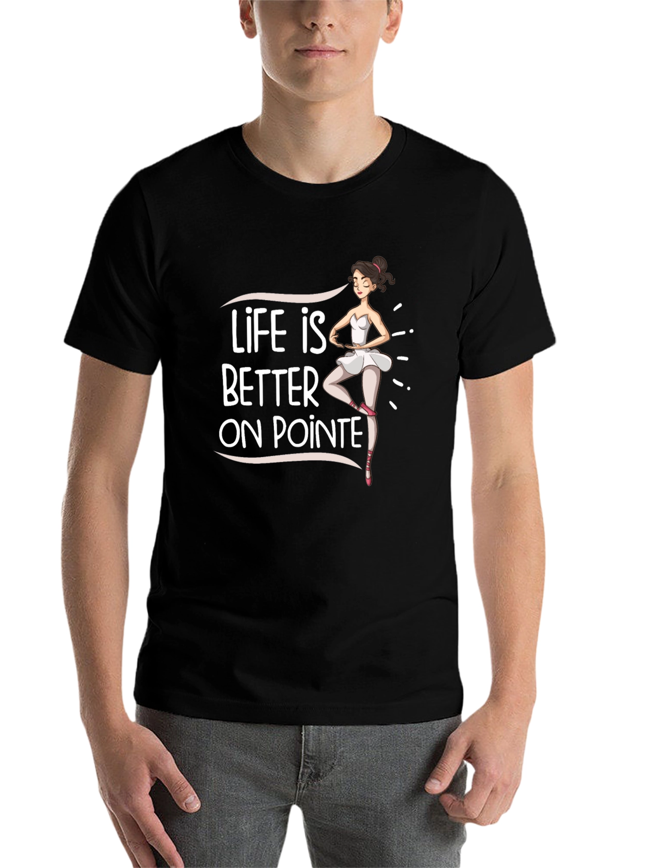 Black Life Is Better On Pointe Black T-Shirt view 7