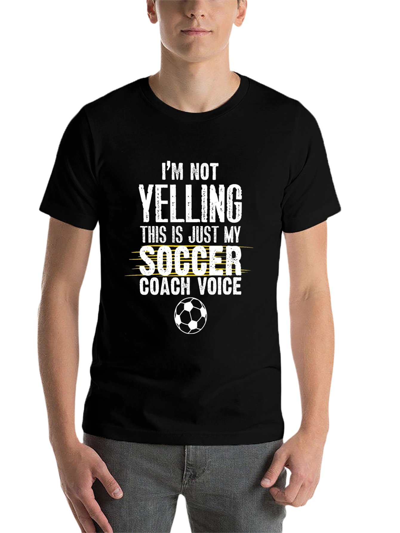 Black Soccer Coach Voice T-Shirt - Novelty Graphic Tee view 7