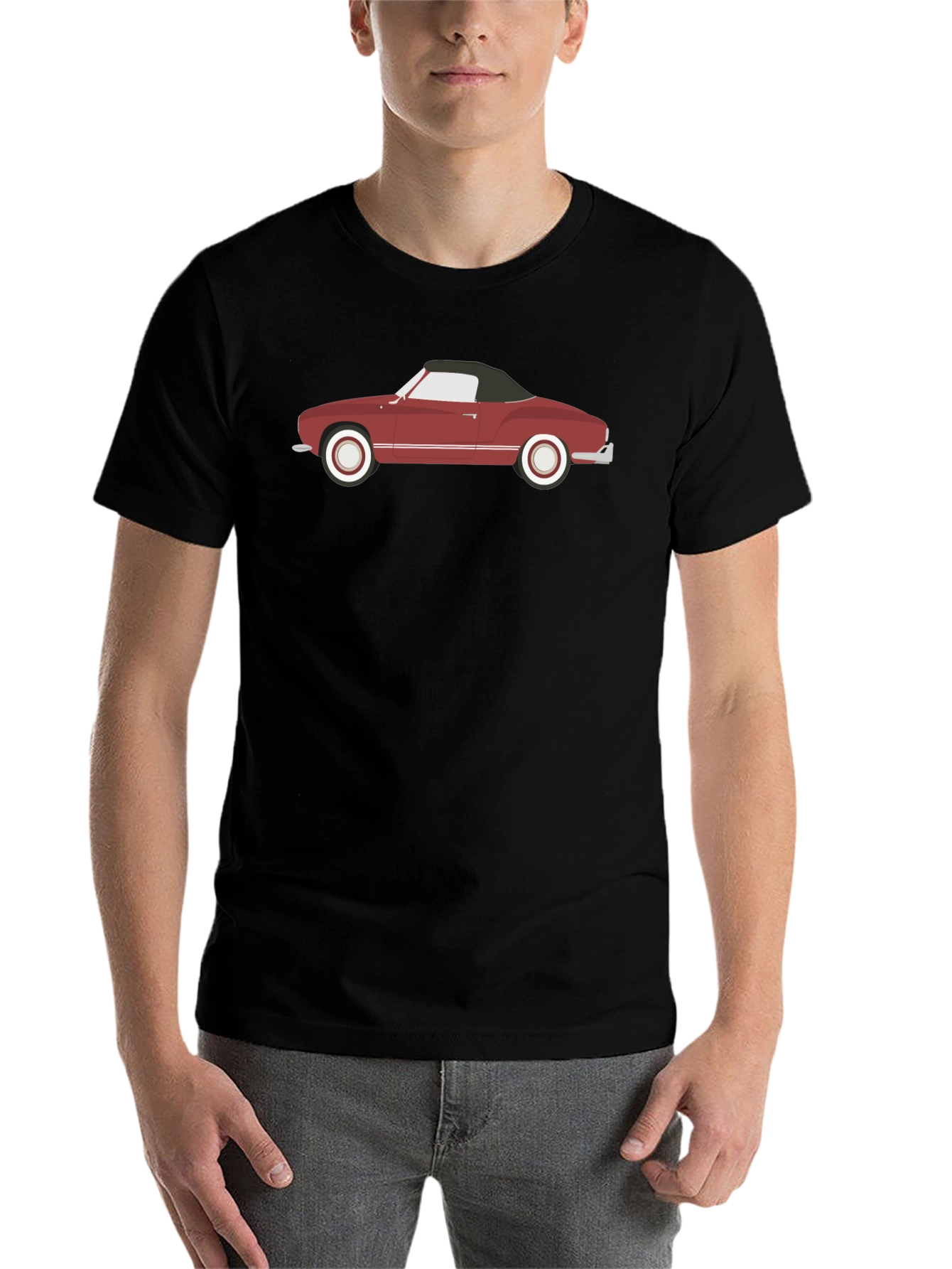 Black Classic Car Graphic Tee - Black Cotton Blend view 7