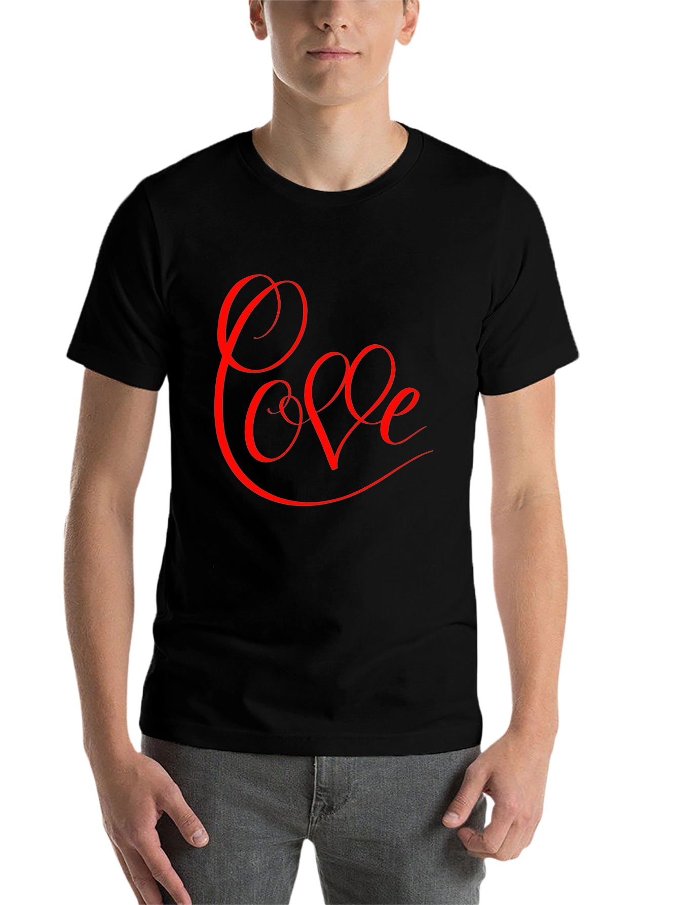 Black Love Script Graphic Tee - Black Cotton Blend view 7