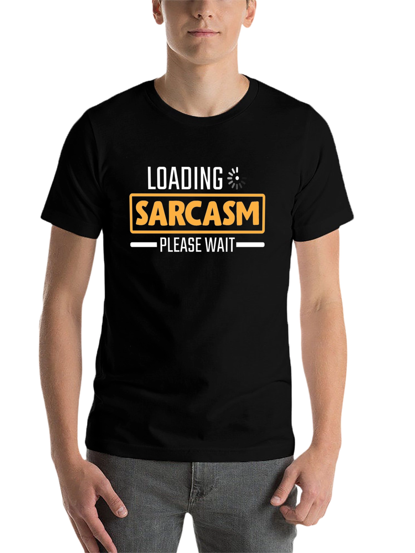 Black Sarcasm Loading T-Shirt - Funny Graphic Tee view 7