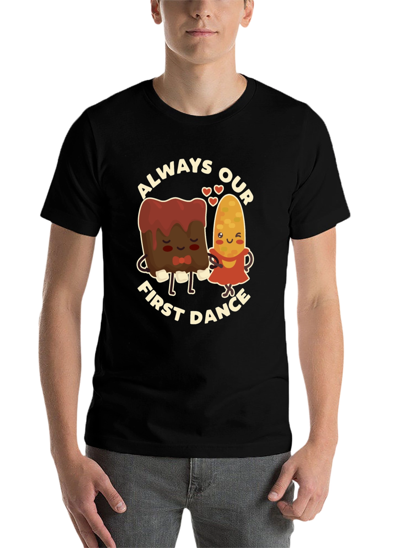 Black Always Our First Dance T-Shirt - Cute Foodie Couple Tee view 7
