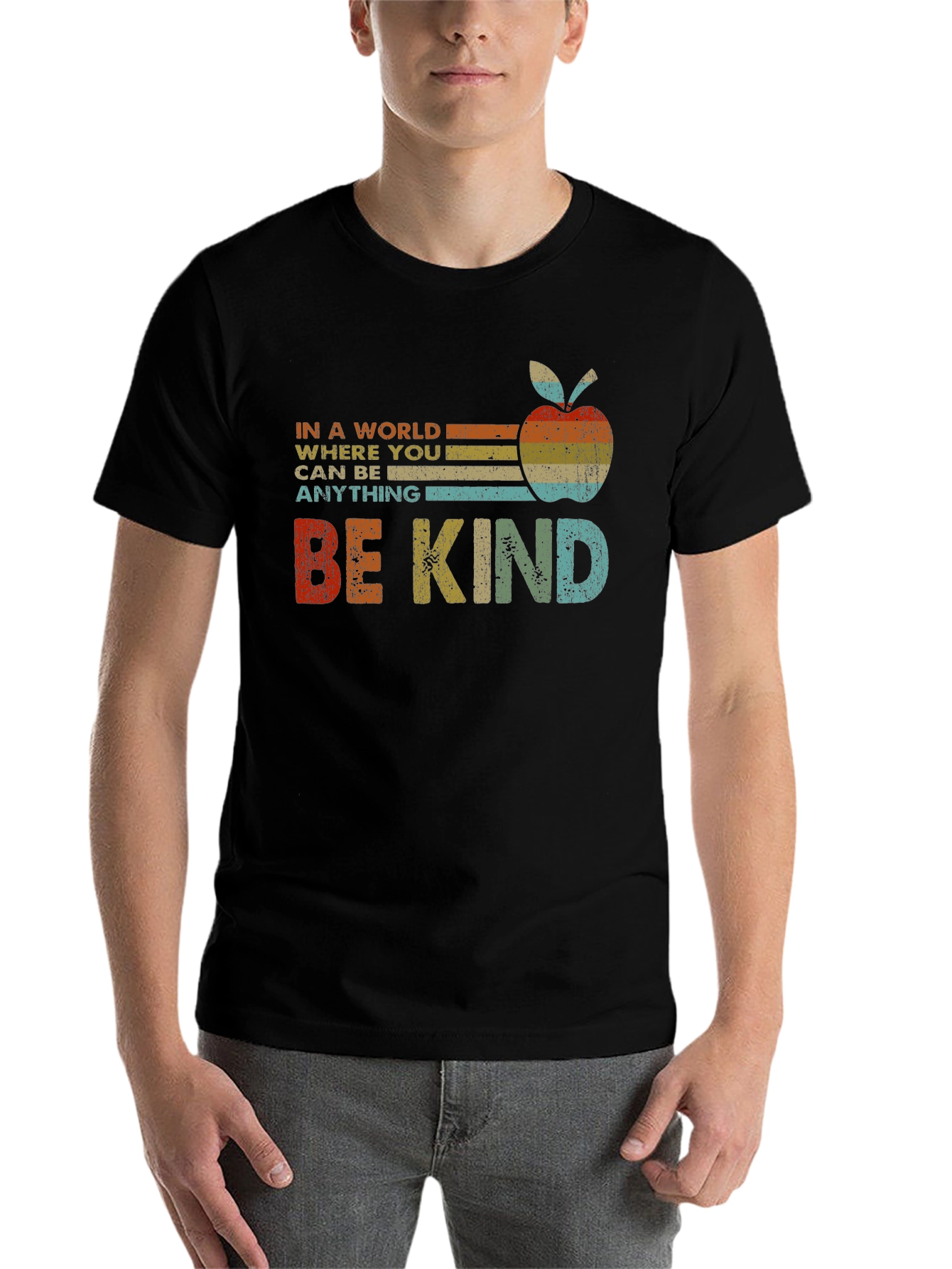 Black Be Kind Apple Graphic Tee view 7