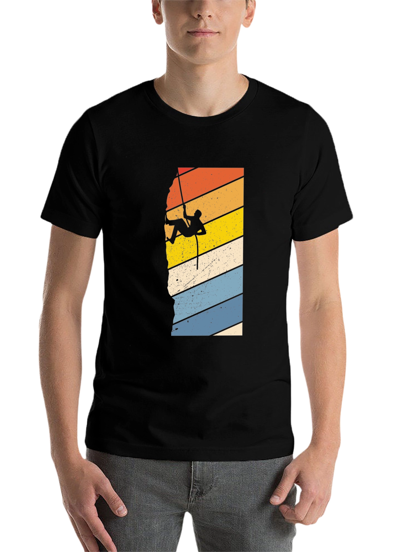 Black Retro Rock Climbing Graphic T-Shirt view 7