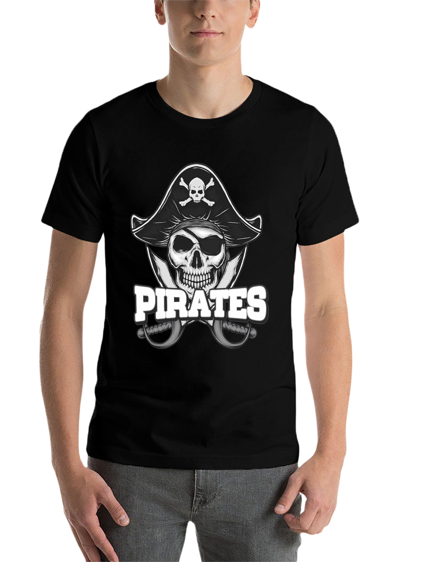 Black Pirate Skull T-Shirt - Novelty Graphic Tee view 7