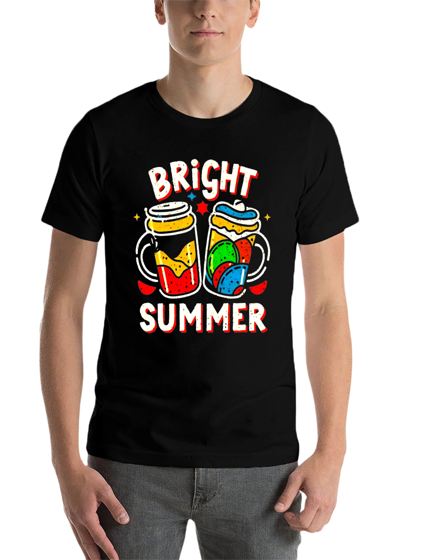 Black Bright Summer Graphic T-Shirt view 7