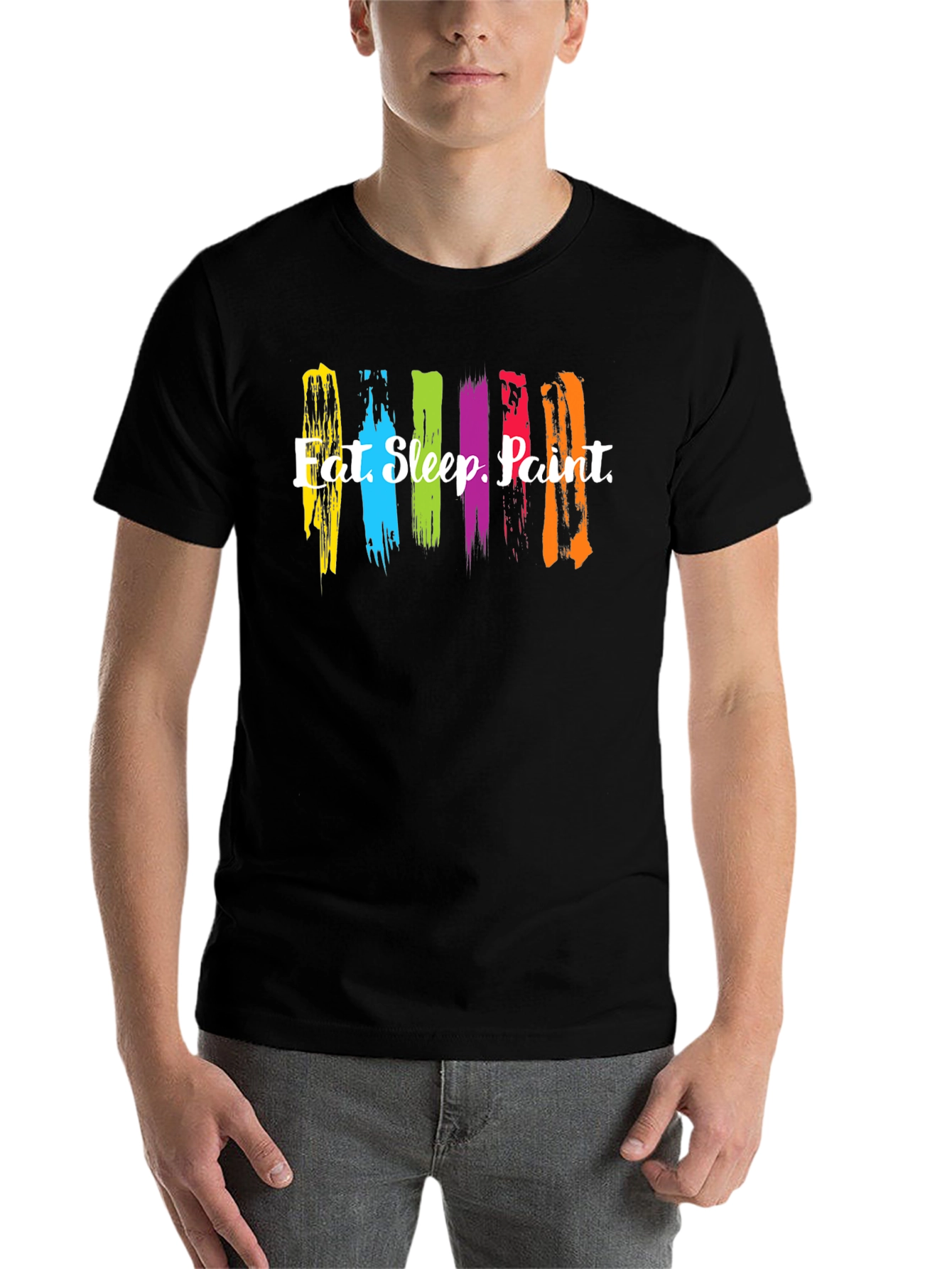 Black Eat Sleep Paint Brushstroke Graphic Tee view 7