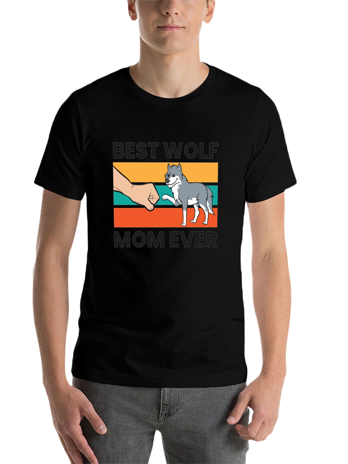 Black Best Wolf Mom Ever T-Shirt view 7