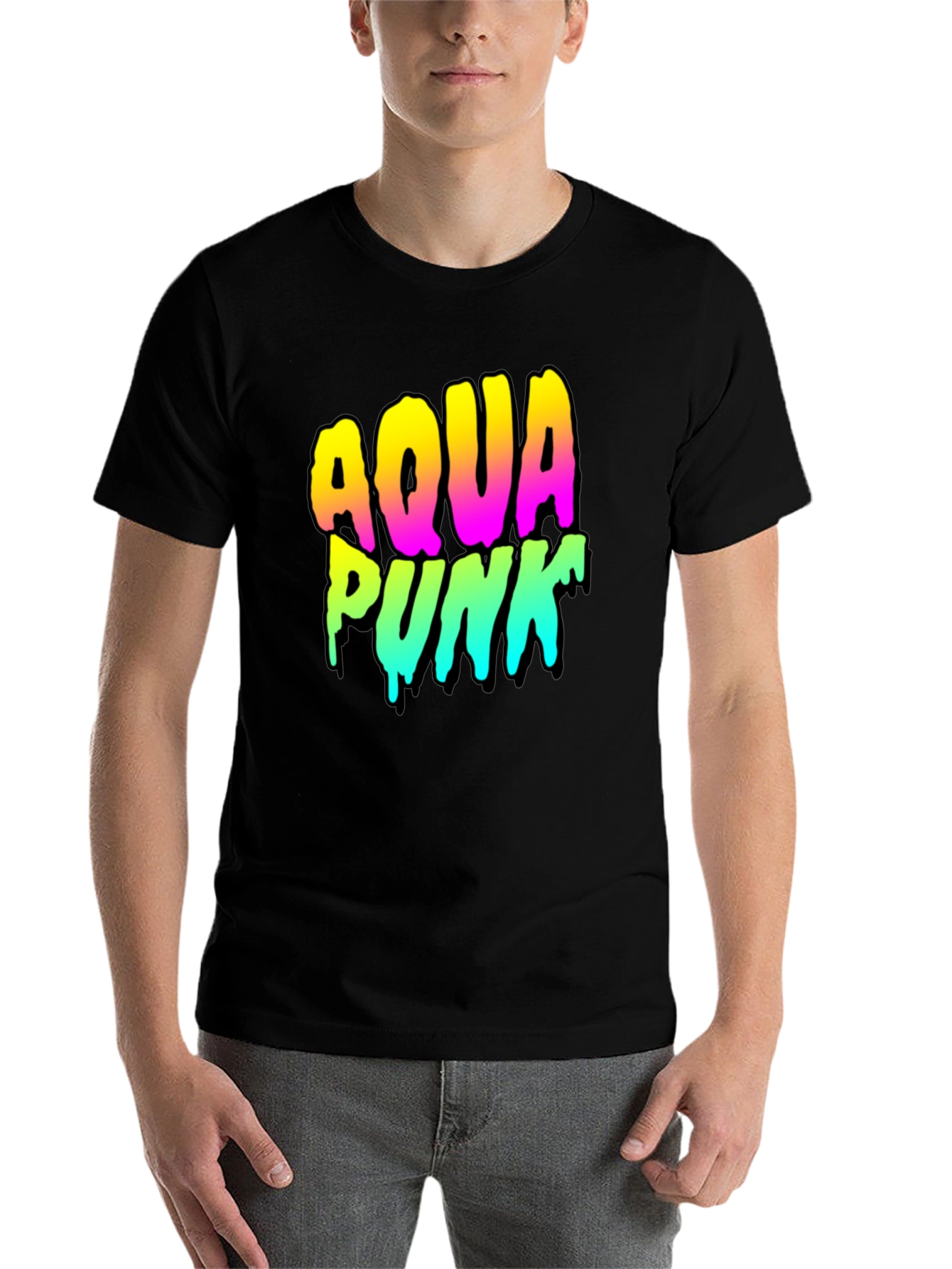 Black Aqua Punk Graphic Tee - Black view 7