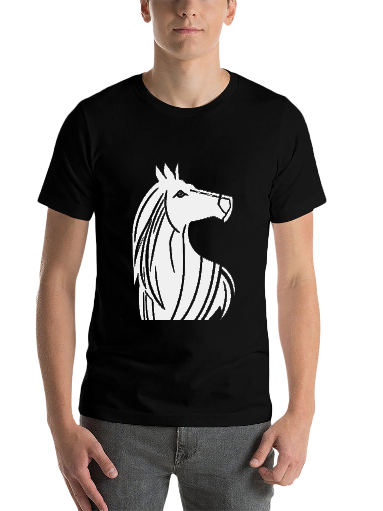 Black Horse Graphic Black T-Shirt - Stylish Men's Tee view 7