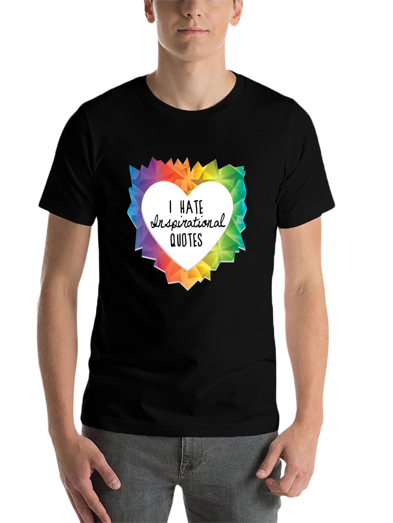 Black I Hate Inspirational Quotes Graphic T-Shirt view 7