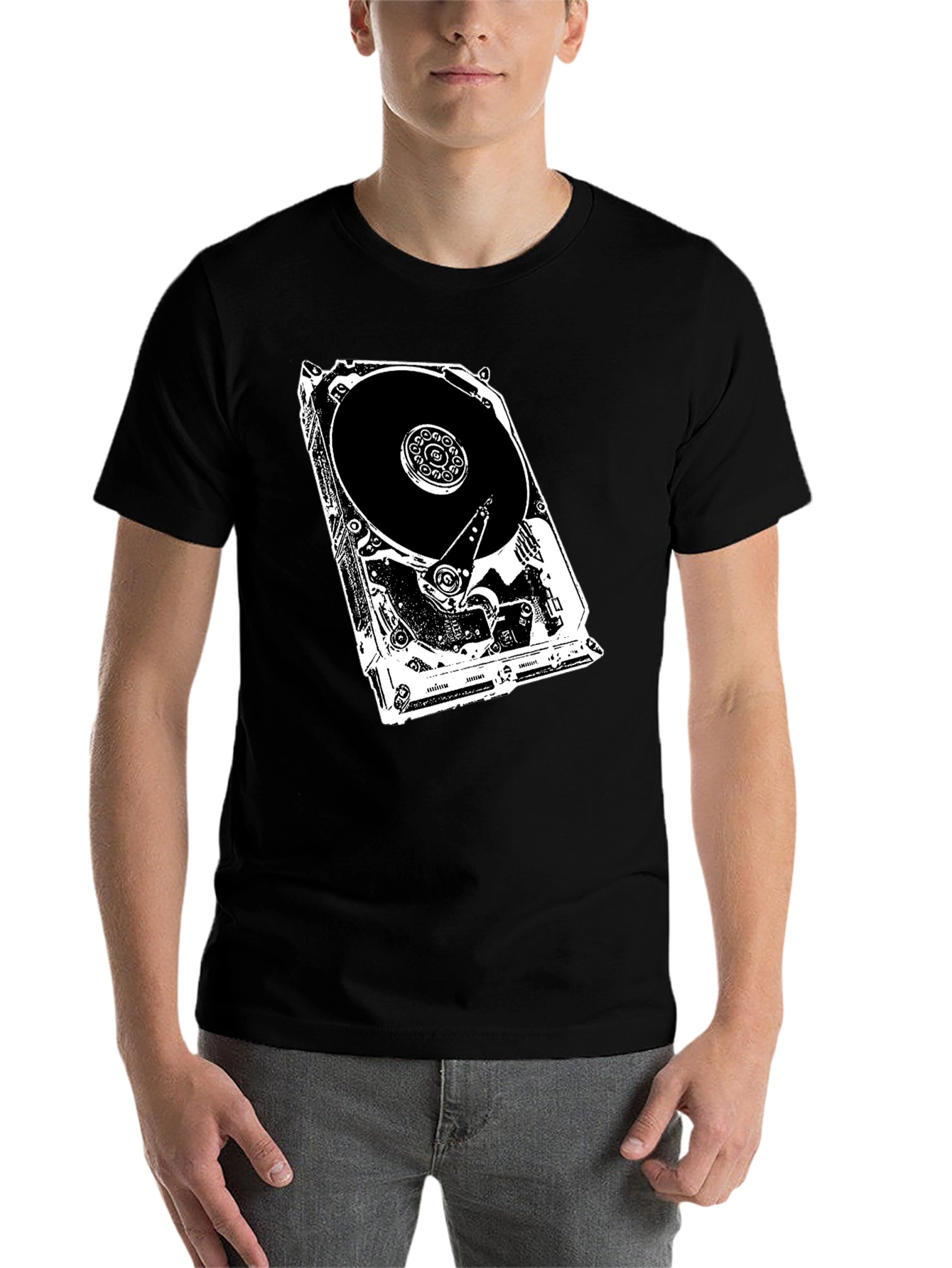 Black Hard Drive Anatomy Graphic Tee - Tech Lover's Shirt view 7