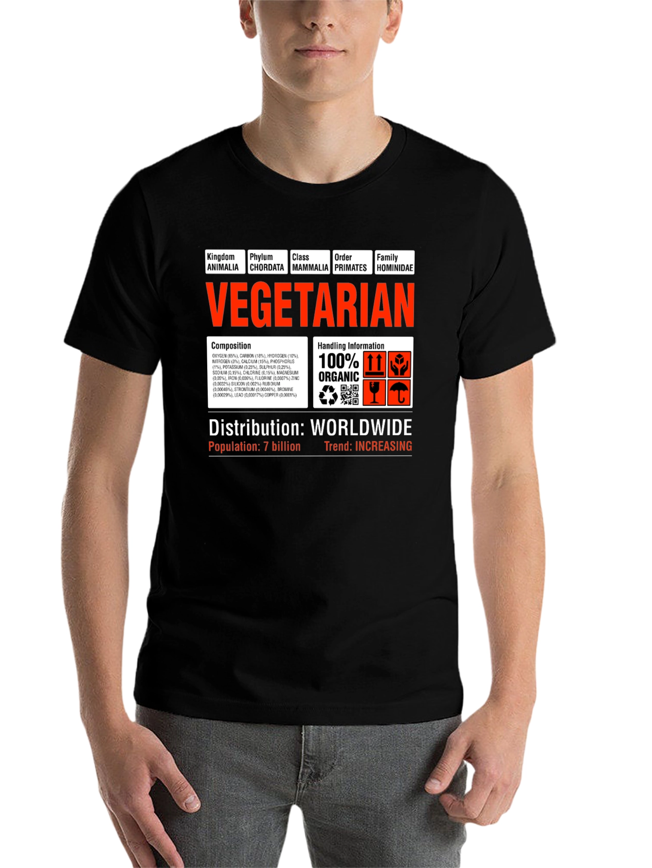 Black Vegetarian Science T-Shirt view 7
