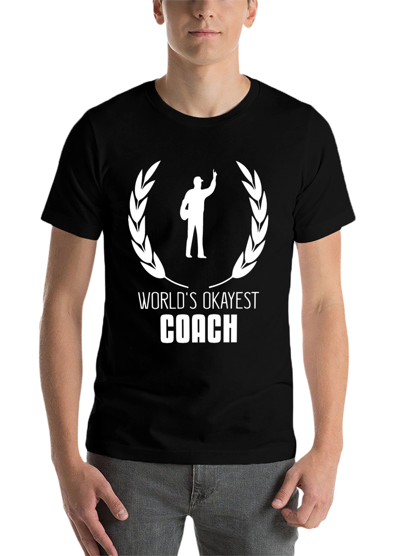 Black World's Okayest Coach Black T-Shirt view 7