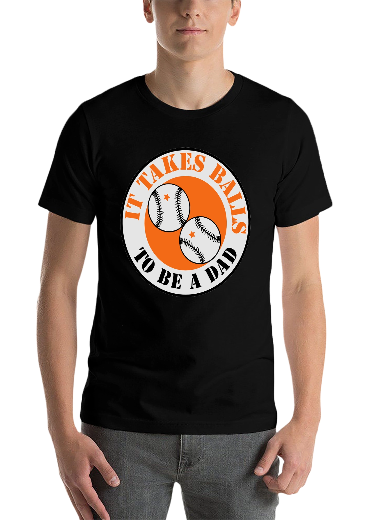 Black It Takes Balls To Be A Dad T-Shirt view 7