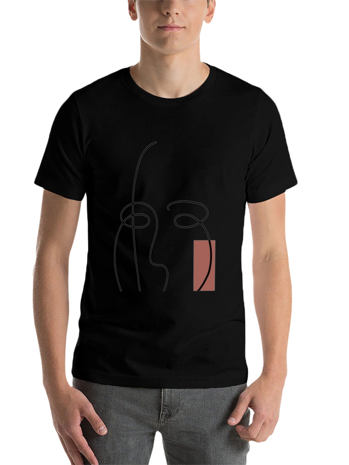 Black Abstract Line Art Graphic Tee - Modern Style view 7