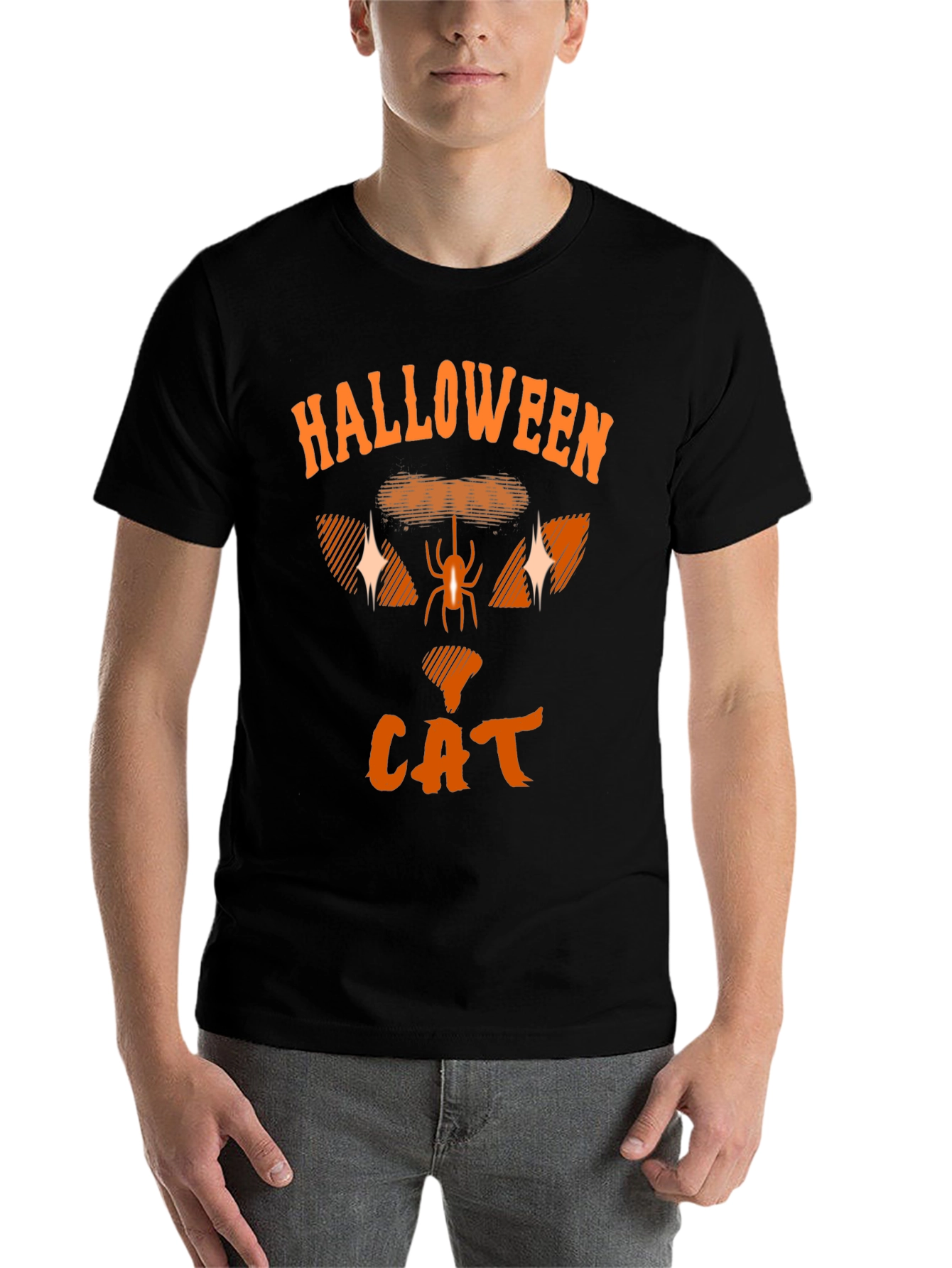 Black Halloween Cat T-Shirt - Spooky Season Apparel view 7