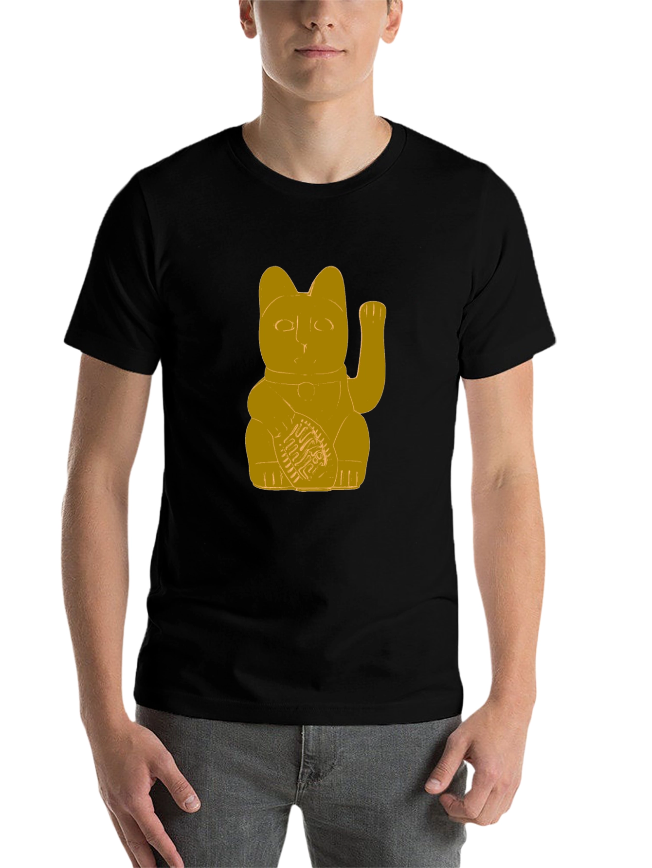Black Lucky Cat T-Shirt - Graphic Tee view 7