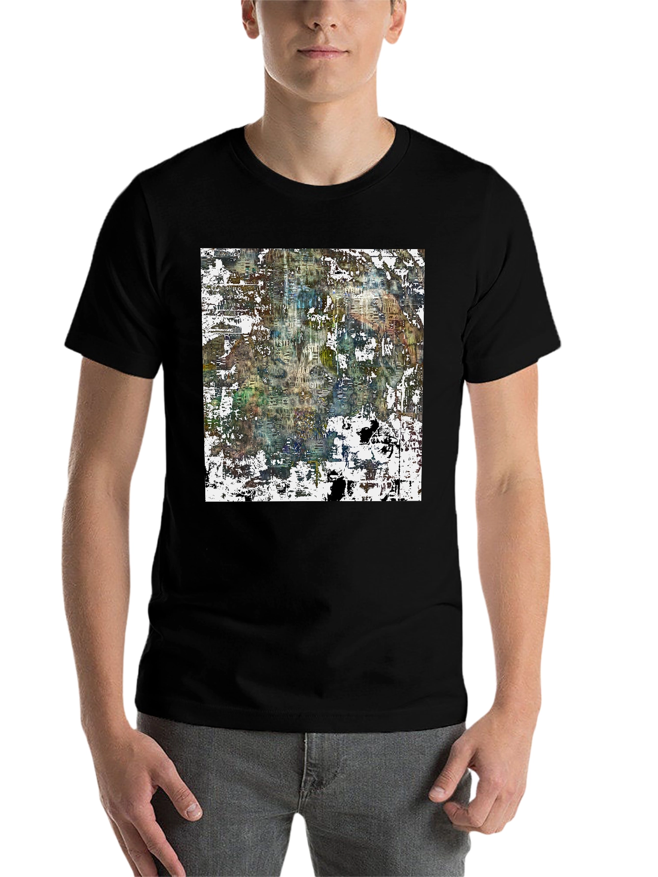 Black Abstract Art Print Black Tee view 7