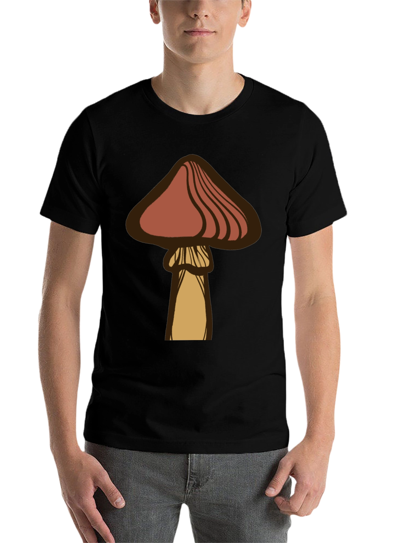 Black Mushroom Graphic Tee - Casual Black T-Shirt view 7