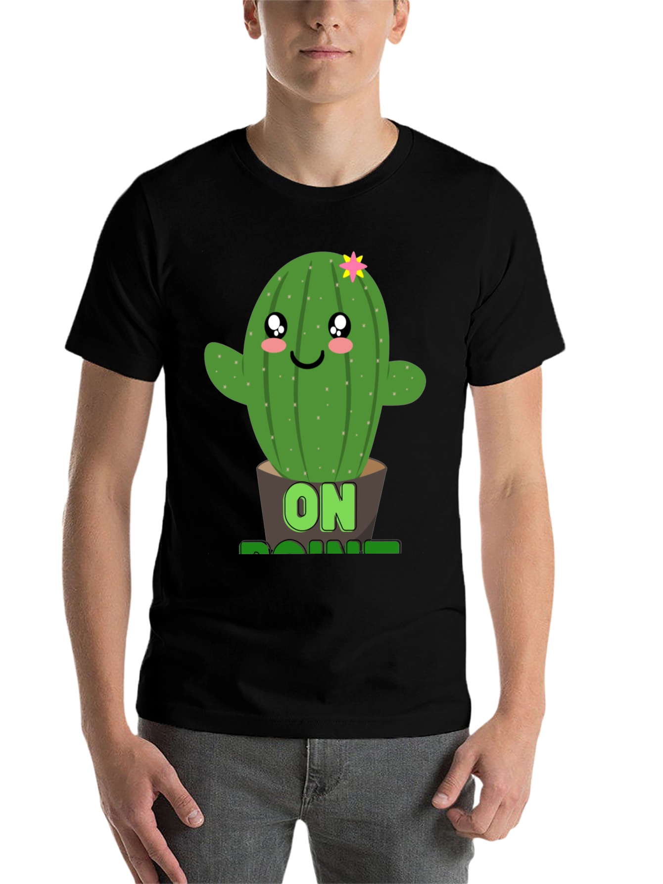 Black Cactus On Point Graphic T-Shirt - Fun Plant Lover Tee view 7