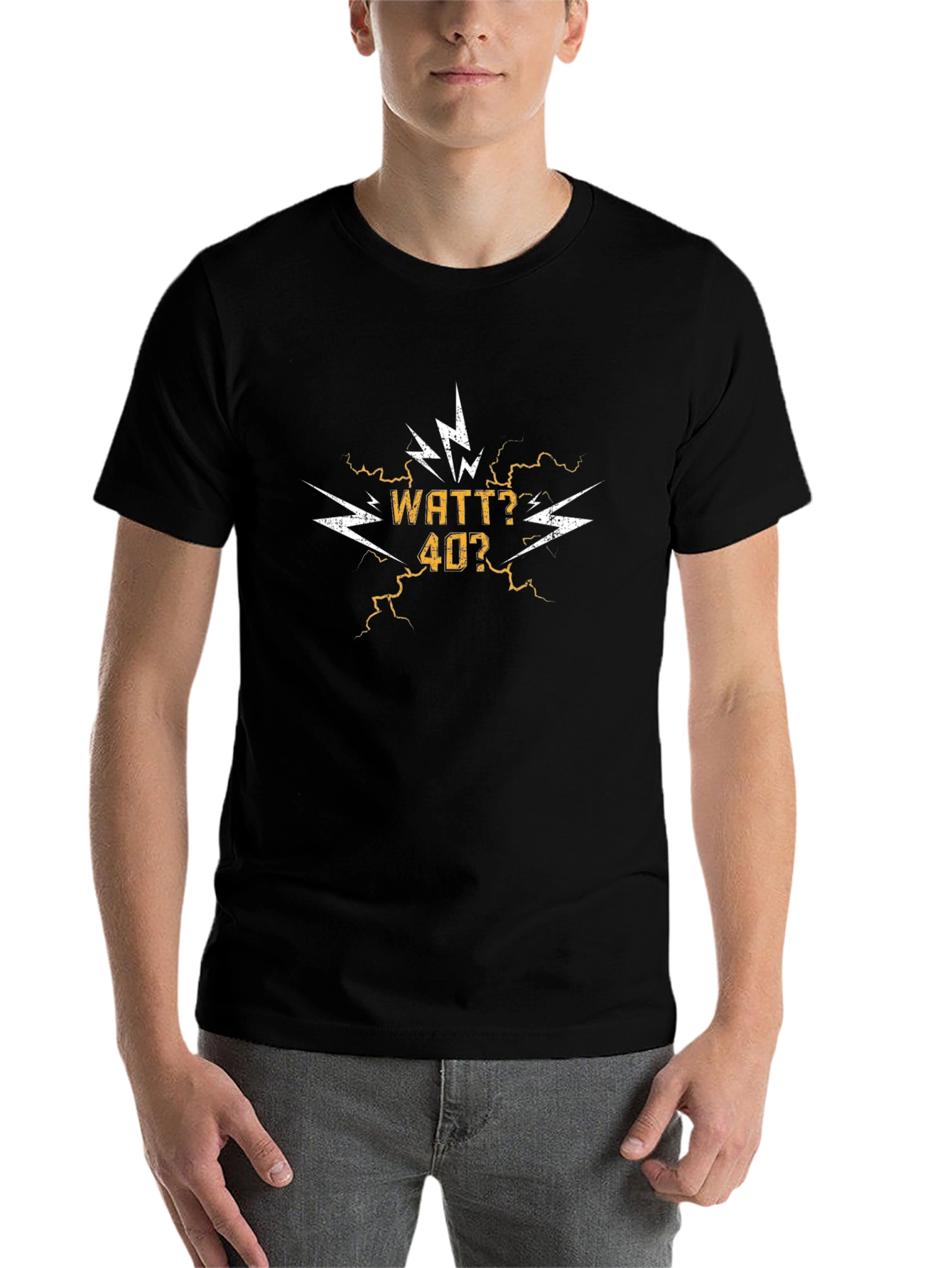 Black Watt 40? Graphic T-Shirt - Black Cotton Tee view 7