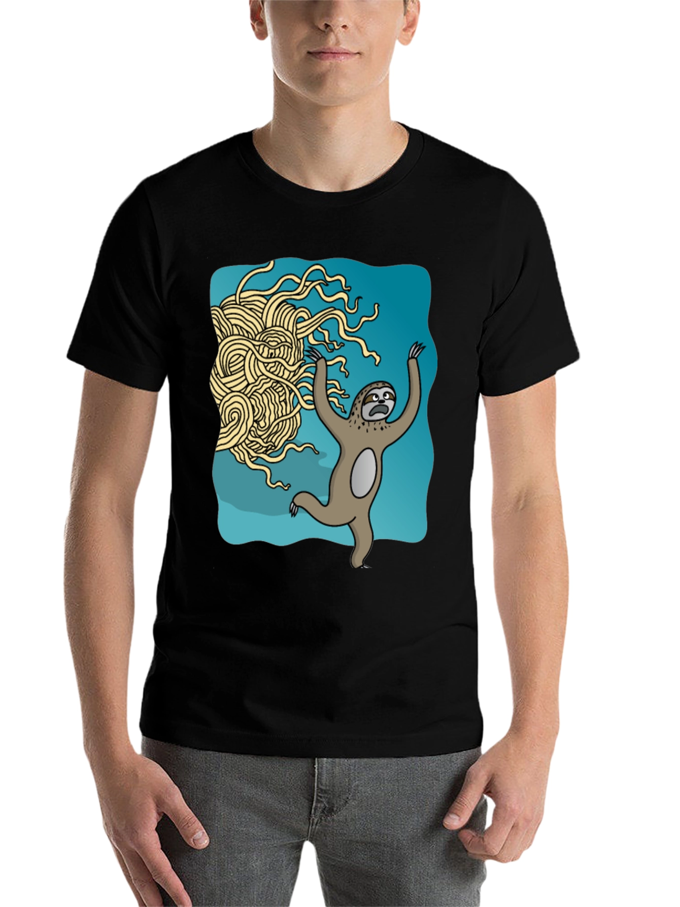 Black Sloth vs. Flying Spaghetti Monster T-Shirt view 7
