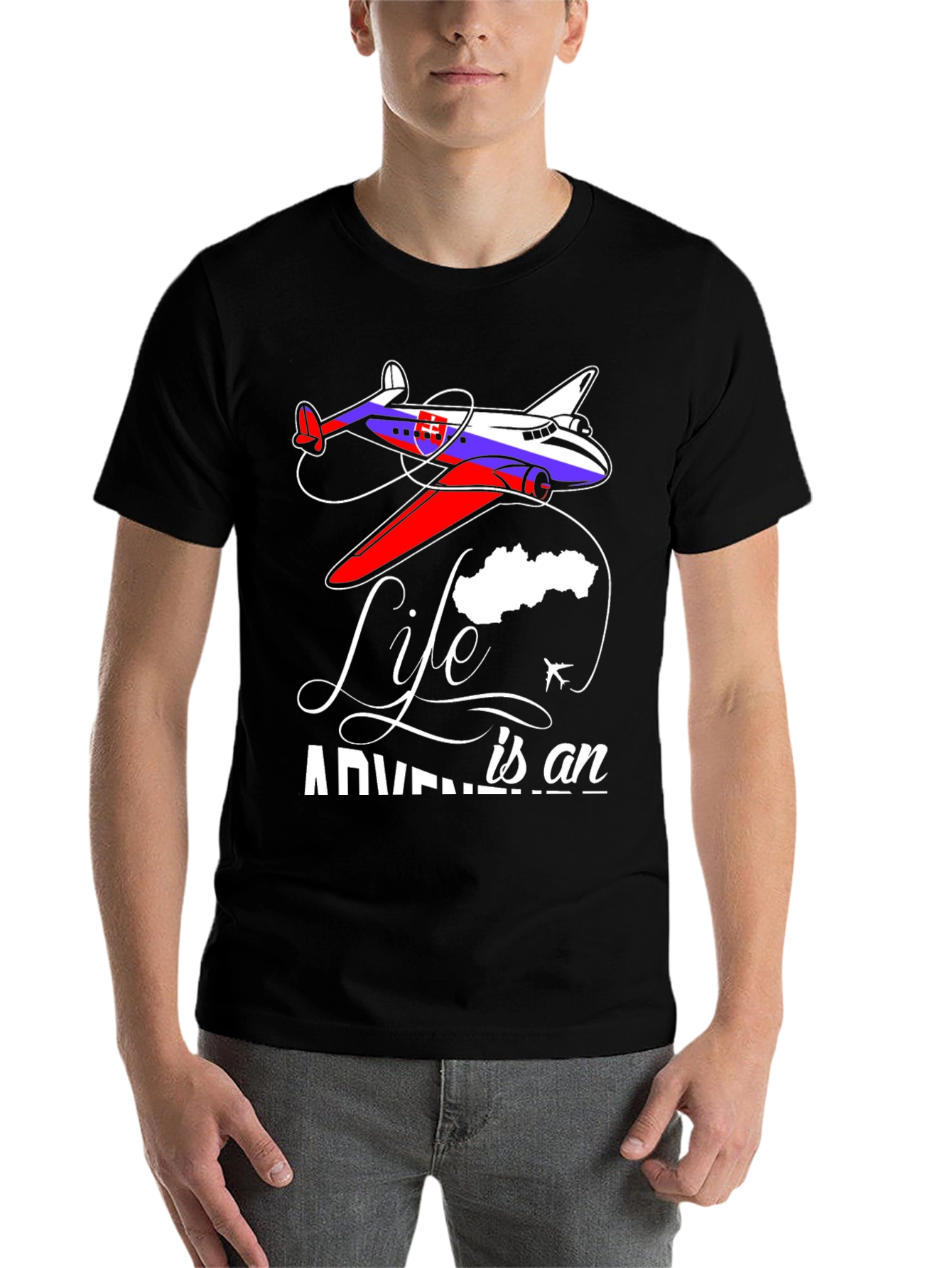 Black Life is an Adventure Plane Graphic T-Shirt view 7